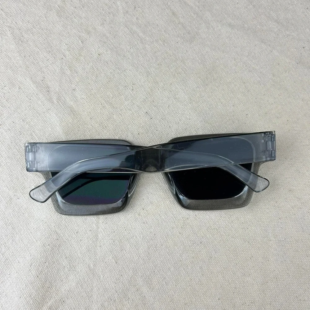 Vintage Y2K surfer style black squared sunglasses cyber grunge techno